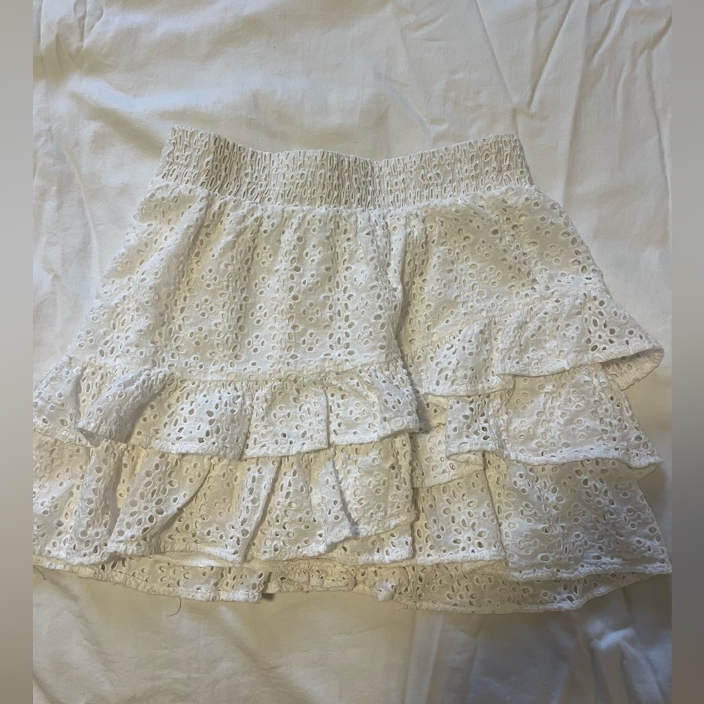 Boutique Eyelet Lace White Ruffle Skirt, Size Small, Worn Once